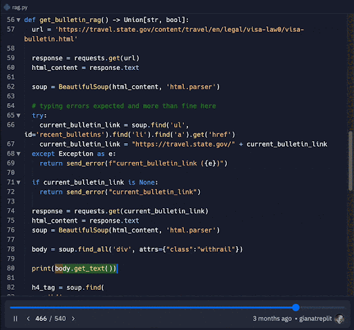 Users can replay a project in Replit’s workspace.